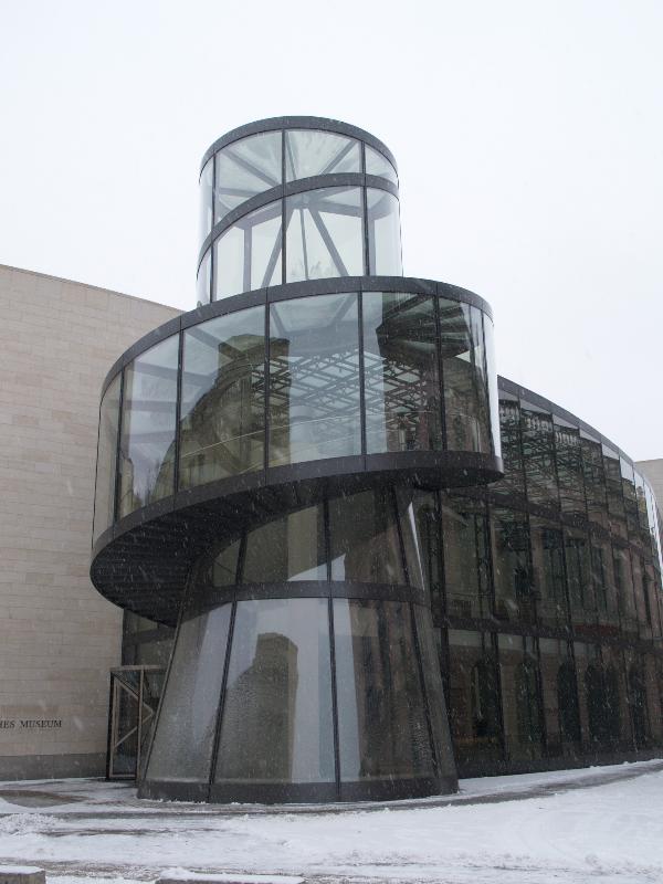 Berlin, Germany: Deutsches Historisches Museum extension: snowy view (1998-2003, architect I.M. Pei)