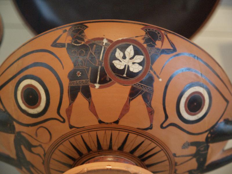 Berlin, Germany: Altes Museum: eye bowl, with two warriors in between eyes (around 530 BC, from Sorrent)