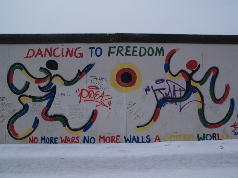 Berlin, Germany: East Side Gallery (Berlin Wall): Dancing to Freedom (artist Jolly Kunjappu, 1990/2000)