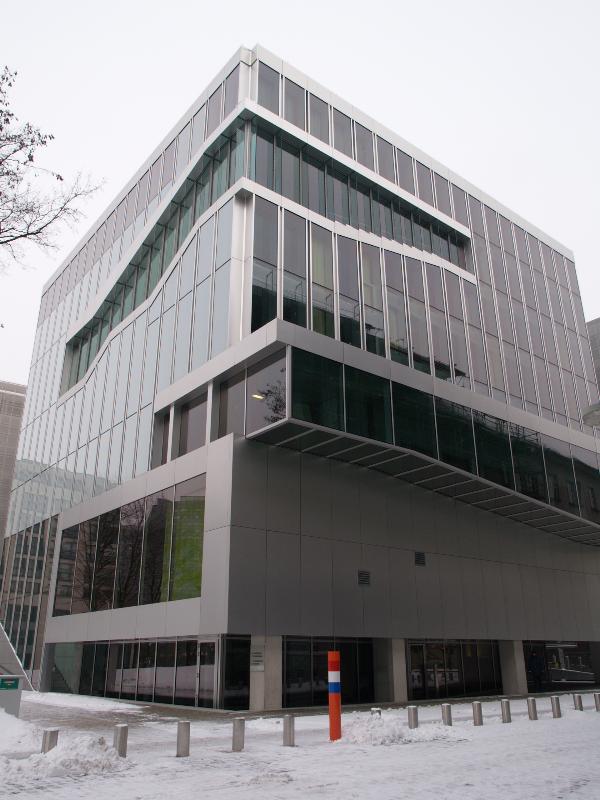 Berlin, Germany: Dutch (Netherlands) Embassy (Klosterstrasse): back facade (2003, architect OMA / Rem Koolhaas)