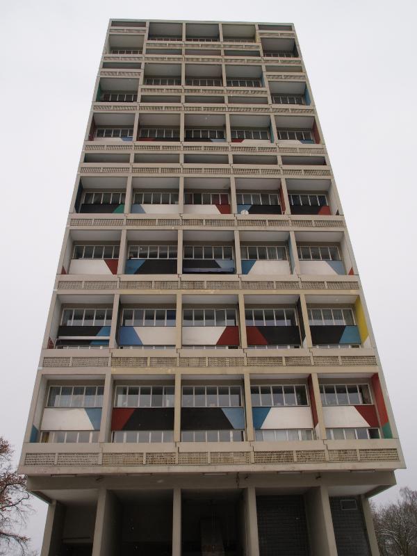 Berlin, Germany: Flatowallee 16, Unite d'Habitation: view end on (built for Interbau 1957, architect Le Corbusier)