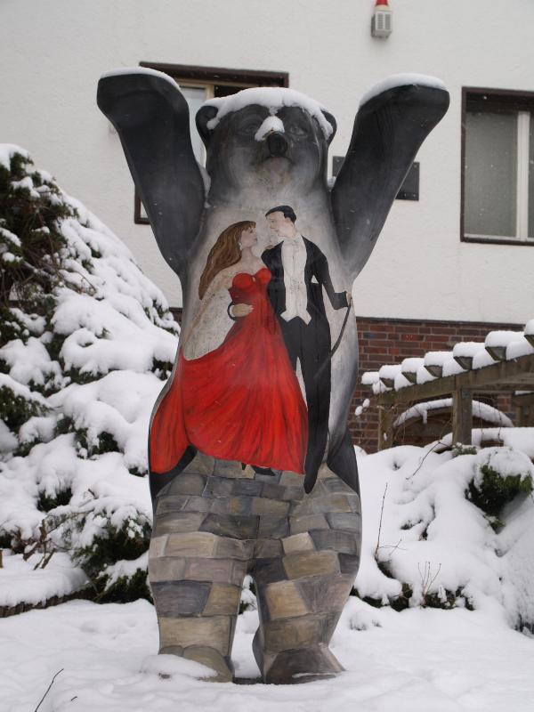 Berlin, Germany: Flatowallee 14: Berlin bear with dancing couple painted on it