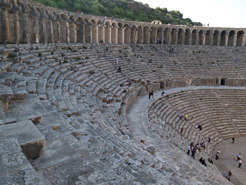 Aspendos (Belkis), Turkey: Theatre: seating (built by Romans during reign of Marcus Aurelius, AD 161-180, restored 20th century)