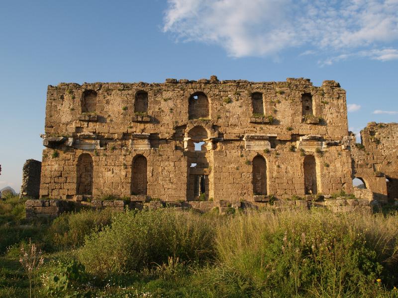 Aspendos (Belkis), Turkey: Agora: wall