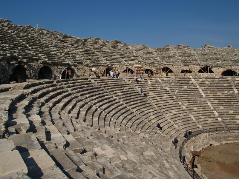 Side, Turkey: Theatre: seating (Hellenistic, enlarged by Romans)