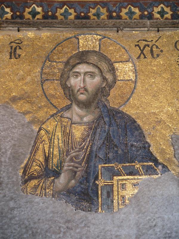 Istanbul, Turkey: Hagia Sophia (Aya Sofya): Jesus, The Deisis, mosaic (12th century)