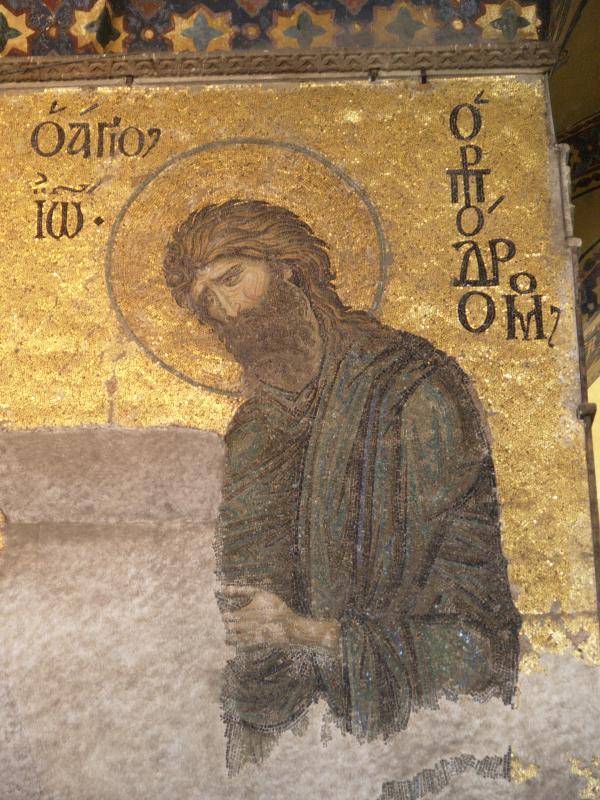 Istanbul, Turkey: Hagia Sophia (Aya Sofya): St John the Baptist, The Deisis, mosaic (12th century)