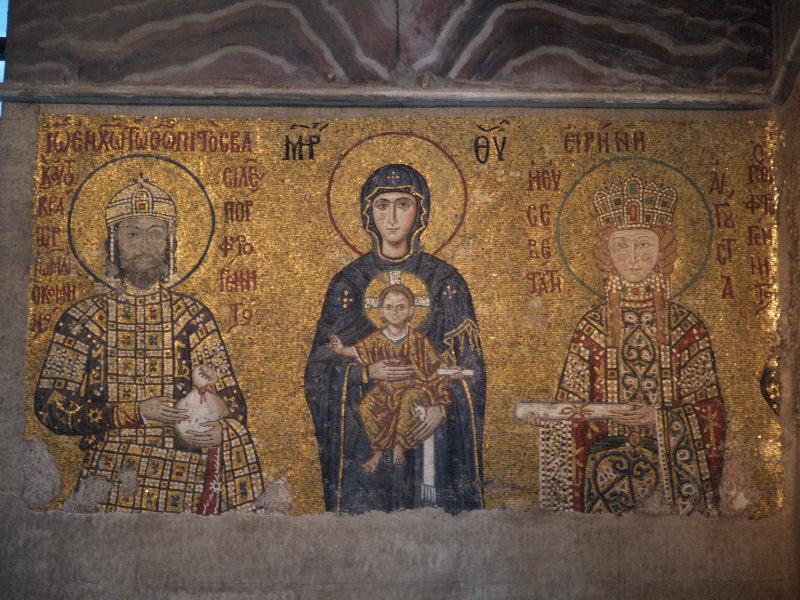 Istanbul, Turkey: Hagia Sophia (Aya Sofya): Emperor John II Komnenos, Virgin Mary and Empress Irene mosaic (1118)