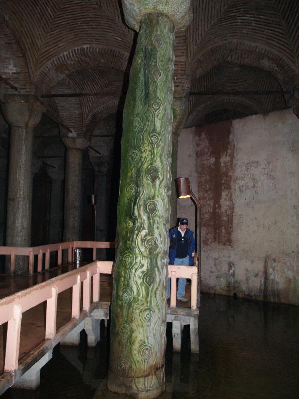 Istanbul, Turkey: Basilica Cistern: column with 'tear-drop' design (532 AD)