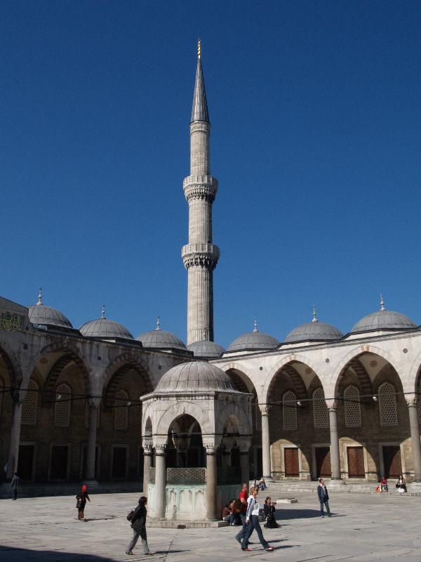 Istanbul, Turkey: Blue Mosque (Sultan Ahmet Camii): minaret and courtyard (1606-1616, architect Mehmet Aga)