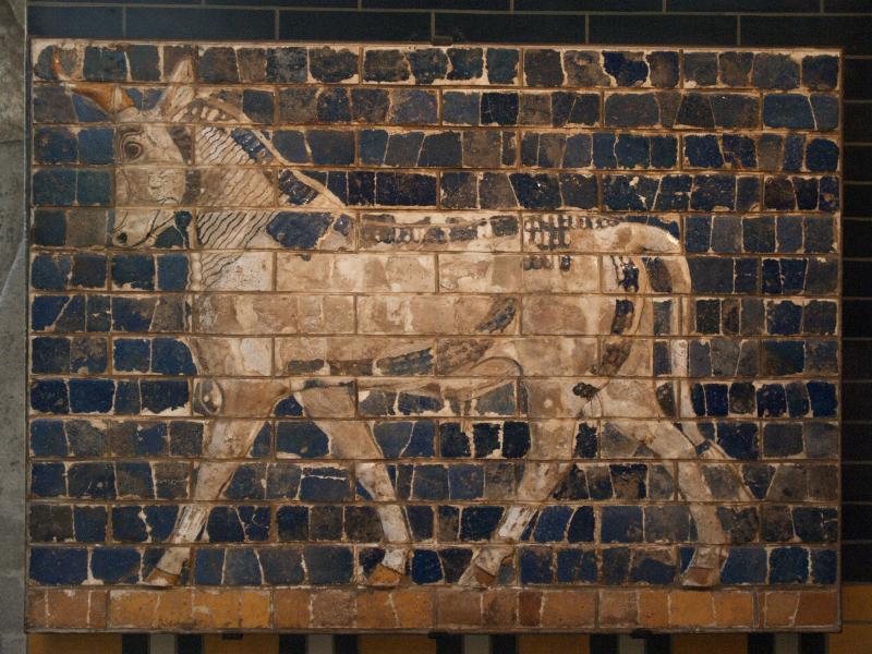 Istanbul, Turkey: Museum of the Ancient Orient: Ishtar Gate, bull panel (reconstructed, original was c 575 BC)