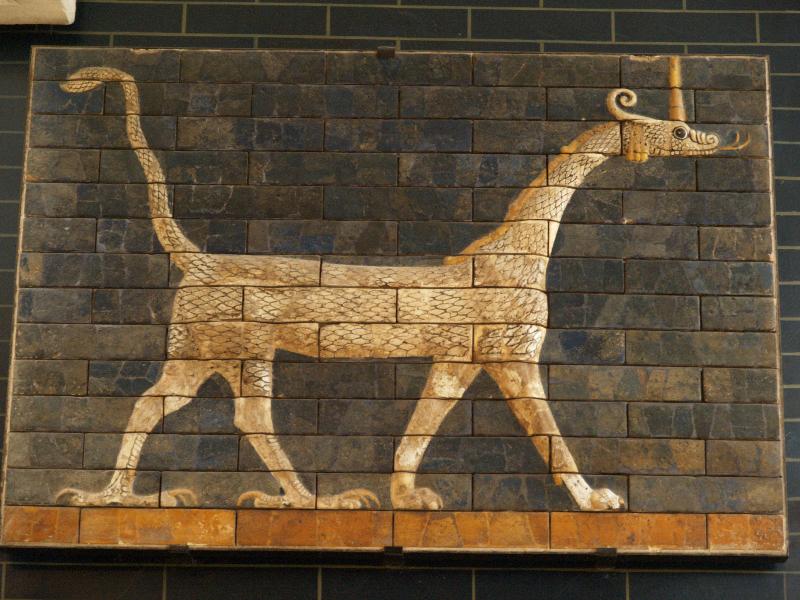 Istanbul, Turkey: Museum of the Ancient Orient: Ishtar Gate, dragon 'Mushushu' panel (reconstructed, original was c 575 BC)
