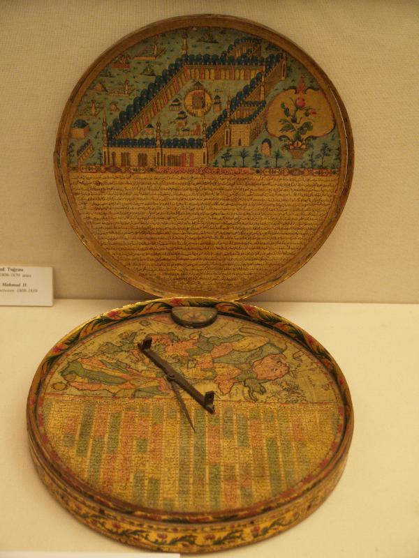 Istanbul, Turkey: Museum of Turkish and Islamic Arts: Qiblanuma (astonomical instrument, Ottoman period, dated 1738, master Barun al-Muhteri)