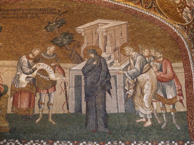 Istanbul, Turkey: Chora Church (Kariye Museum): mosaic of census (held for the enrolment for taxation and registration) of Mary and Joseph (c 1315)