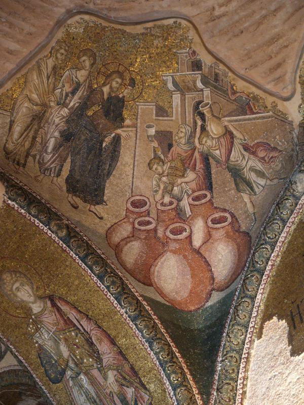 Istanbul, Turkey: Chora Church (Kariye Museum): mosaic of the miracle at Cana (c 1315)
