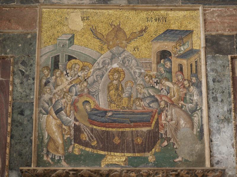 Istanbul, Turkey: Chora Church (Kariye Museum): mosaic of the death of the Virgin (c 1315)