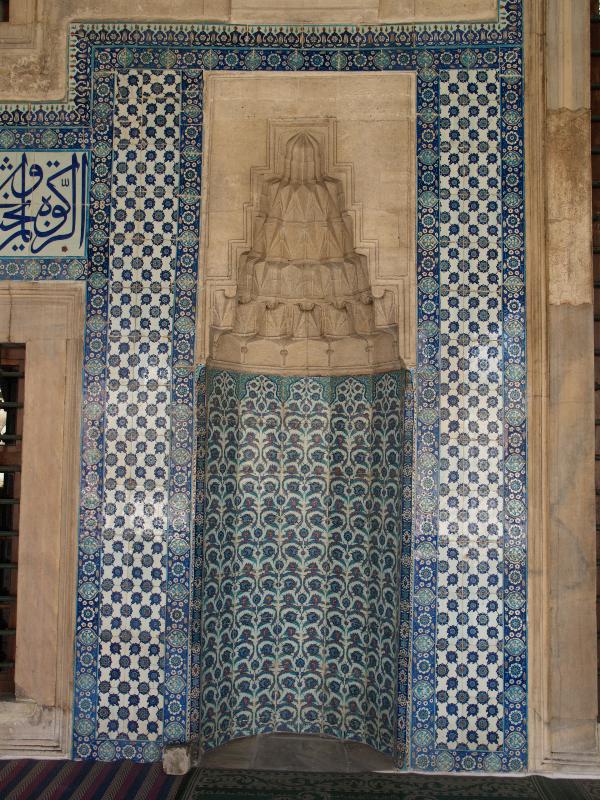 Istanbul, Turkey: Rustem Pasha Camii (Mosque): courtyard (Iznik) tiled prayer niche (1560, architect Mimar Sinan)