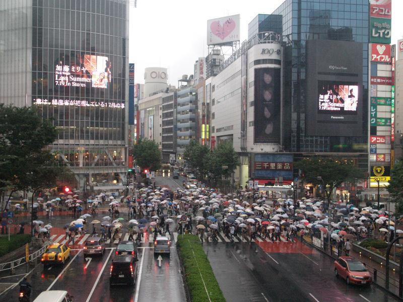 Tokyo, Japan: Shibuya: crowd in the rain