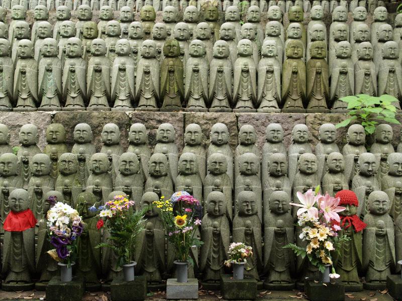 Kamakura, Japan: Hase-dera Temple: dozens of small Buddha statues