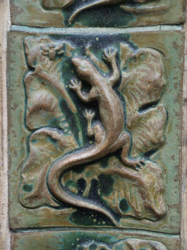 Paris, France: 78 Rue Mademoiselle: lizard tile (architect A.M. Turin, tiles by A. Bigot)
