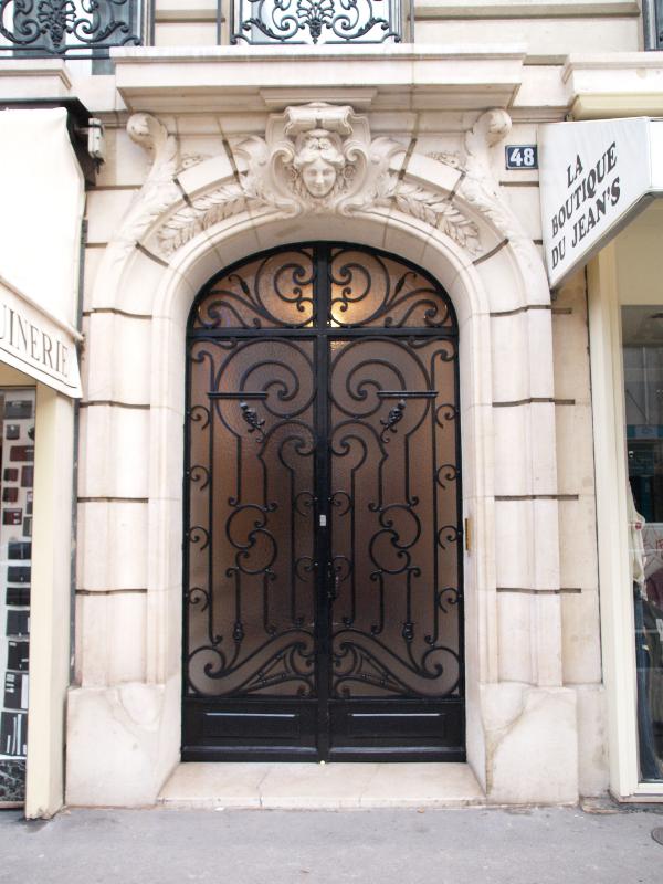 Paris, France: 48 Rue Lecourbe: door (1905, architect F. Vallois)