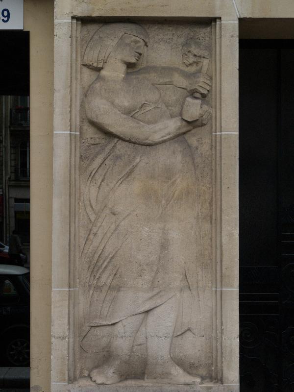 Paris, France: 65 Boulevard Garibaldi: deco woman (1929, architect Jean Boucher and Pierre Soulard, sculptor F.P. Joyeux)