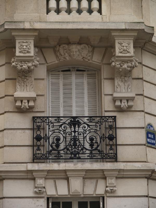Paris, France: 1 Rue Mizon: window (1901, architect Noel Martin)