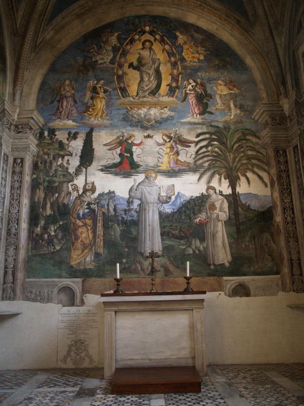 Rome, Italy: Santa Maria d'Aracoeli: Glory of San Bernardino (central wall painting of Cappella di San Bernardino da Siena, painted by Pinturicchio in about 1485)