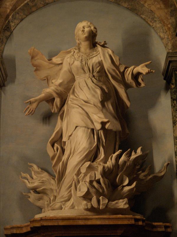 Rome, Italy: Sant'Agnese in Agone: Sant'Agnese in the flames (1660, Ercole Ferrata)