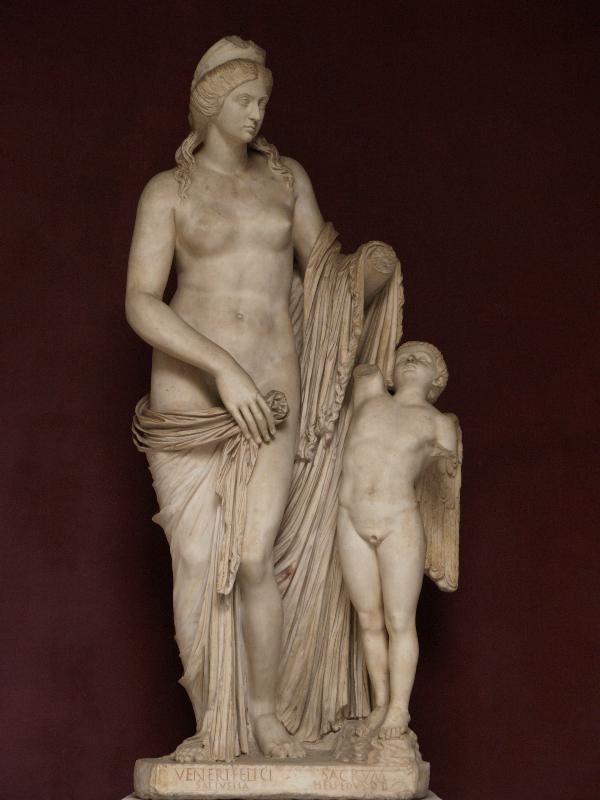 Vatican City: Vatican Museum: Venus Felix (Roman version of a Venus by Praxiteles dating from mid-4th century BC, the face of this statue is a portrait of a 2nd century empress, either Faustina, the wife of Marcus Aurelius, or her daughter-in-law Crispina, wife of Commodus) (Cortile ottagonale del Belvedere, Octagonal Court of Belvedere)