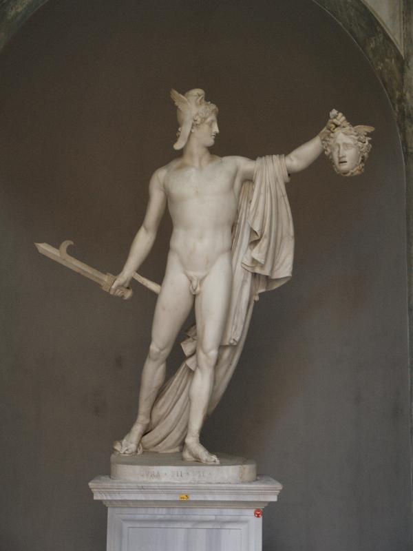 Vatican City: Vatican Museum: Persius with head of Medusa (1801, by Antonio Canova) (Cortile ottagonale del Belvedere, Octagonal Court of Belvedere)