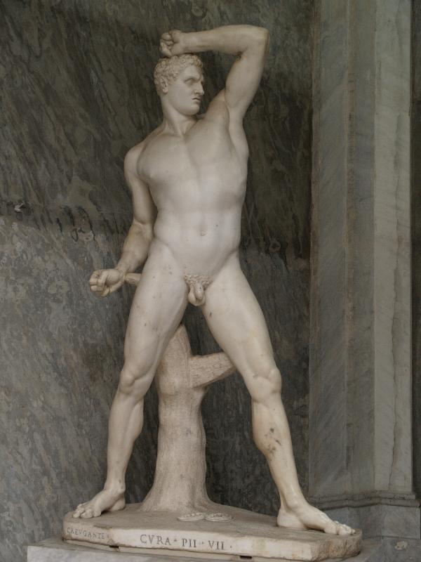 Vatican City: Vatican Museum: boxer Kreugas (1800, Antonio Canova) (Cortile ottagonale del Belvedere, Octagonal Court of Belvedere)