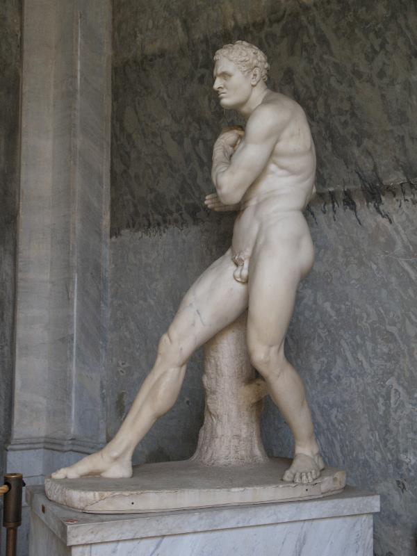 Vatican City: Vatican Museum: boxer Damozenos (1800, Antonio Canova) (Cortile ottagonale del Belvedere, Octagonal Court of Belvedere)