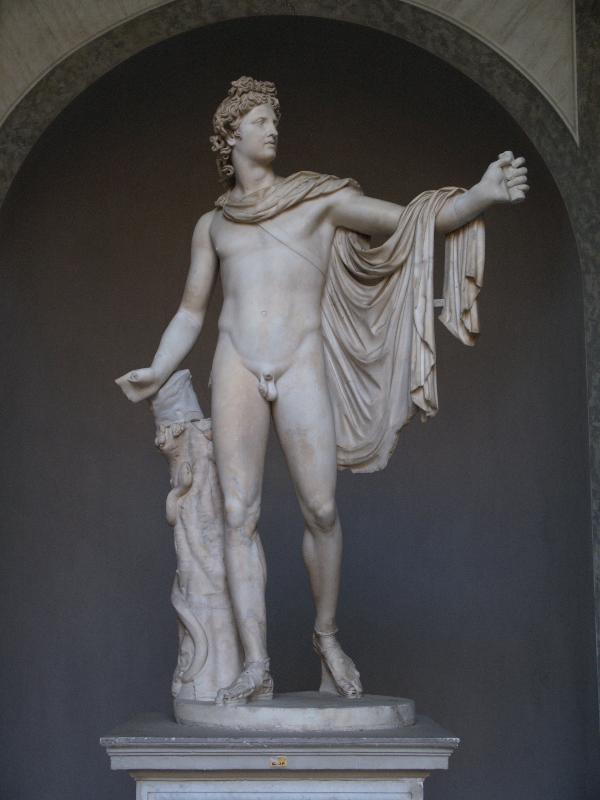 Vatican City: Vatican Museum: Belvedere Apollo (2nd century Roman copy of 4th century BC bronze sculpture of artist from Attica) (Cortile ottagonale del Belvedere, Octagonal Court of Belvedere)