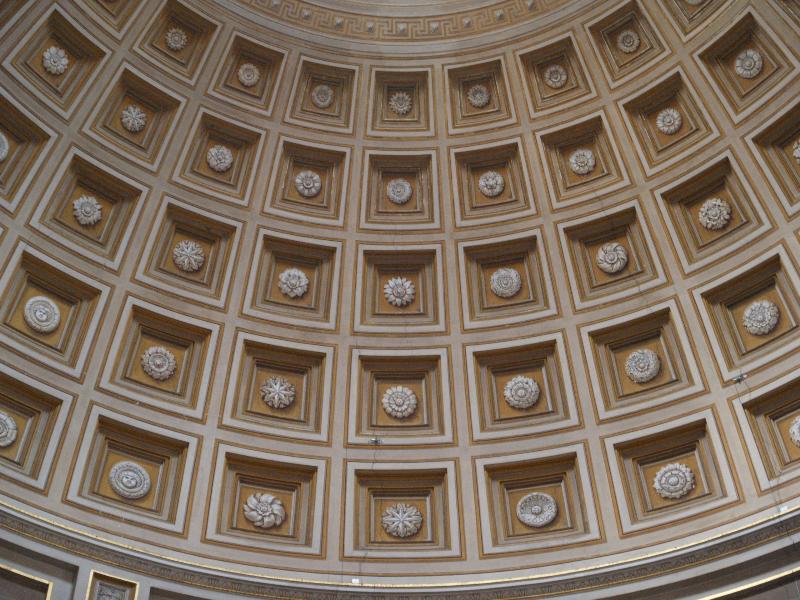 Vatican City: Vatican Museum: coffered ceiling (1780, designed by Simonetti) (Sala Rotonda, Round Room)