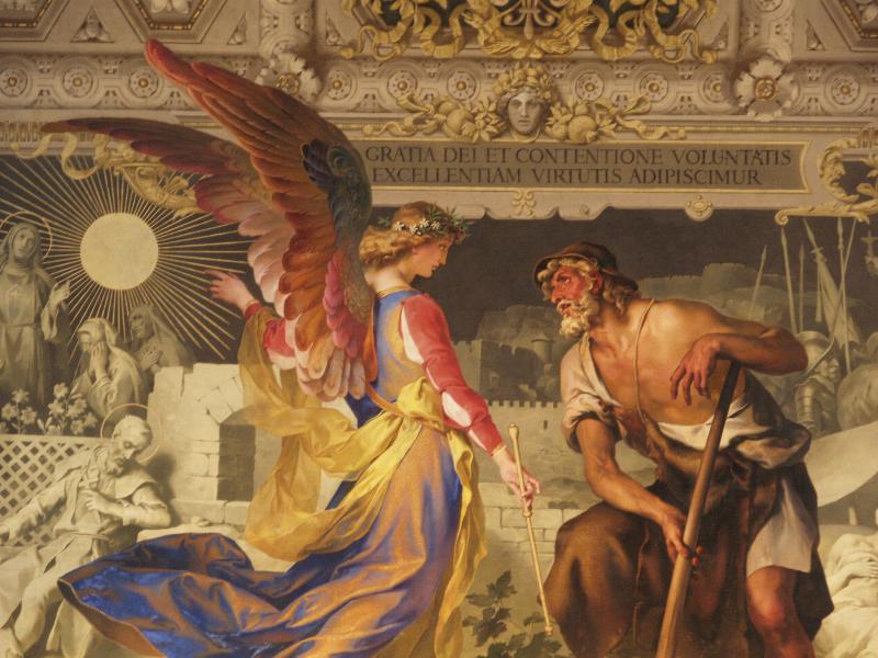 Vatican City: Vatican Museum: ceiling painting (Galleria degli Candelabri, Candelabra Gallery)