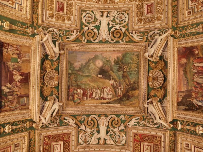 Vatican City: Vatican Museum: ceiling decoration (18th century) (Galleria delle Carte Geografiche, Map Gallery)