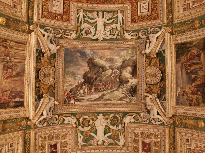Vatican City: Vatican Museum: ceiling decoration (18th century) (Galleria delle Carte Geografiche, Map Gallery)