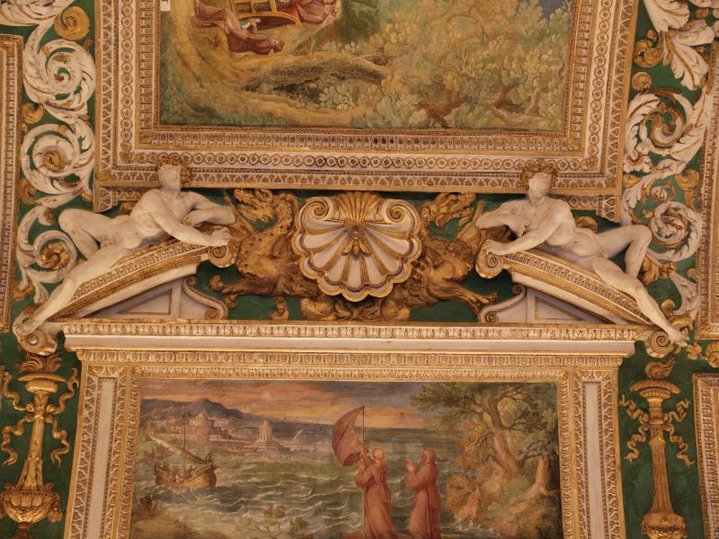 Vatican City: Vatican Museum: ceiling decoration (18th century) (Galleria delle Carte Geografiche, Map Gallery)