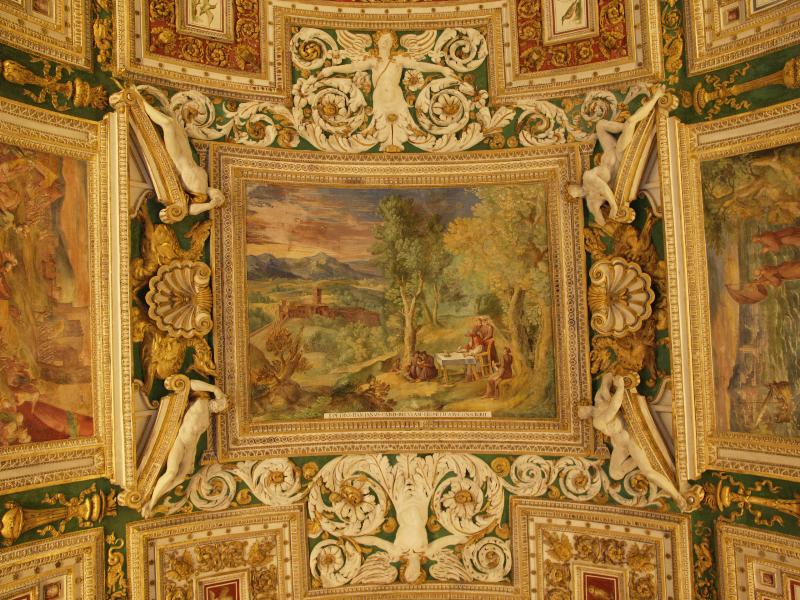 Vatican City: Vatican Museum: ceiling decoration (18th century) (Galleria delle Carte Geografiche, Map Gallery)
