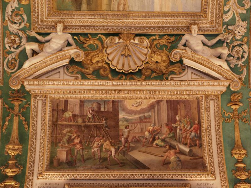 Vatican City: Vatican Museum: ceiling decoration (18th century) (Galleria delle Carte Geografiche, Map Gallery)