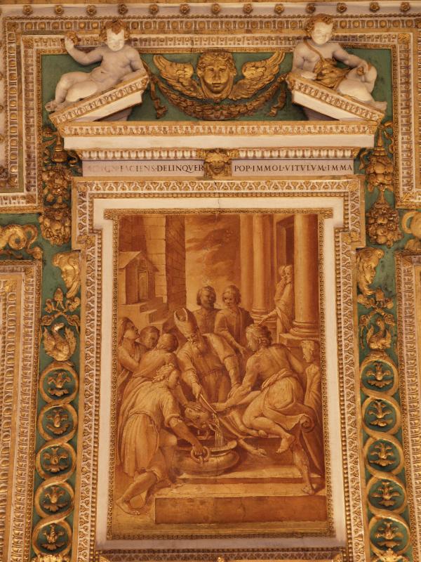 Vatican City: Vatican Museum: ceiling decoration (18th century) (Galleria delle Carte Geografiche, Map Gallery)