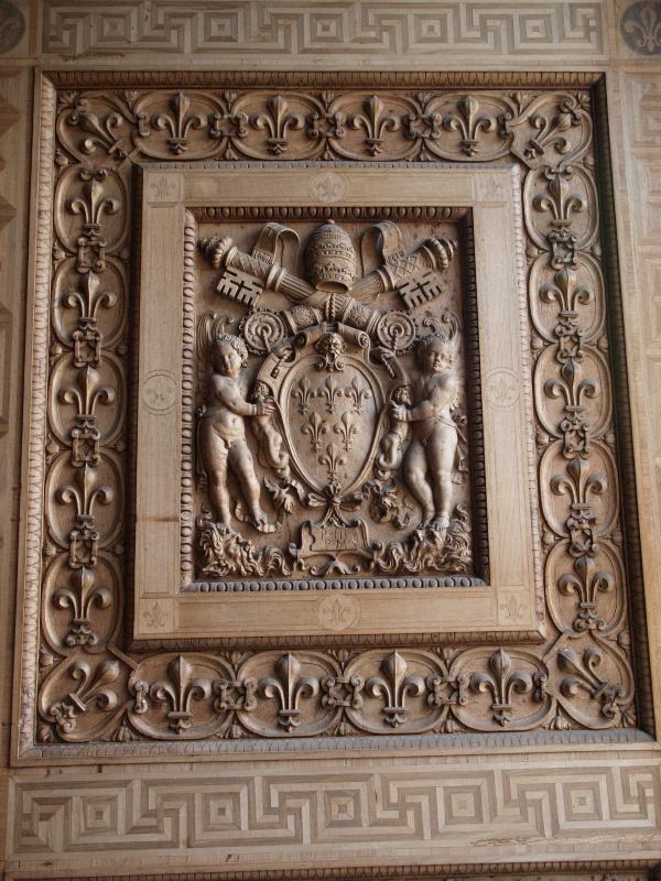Vatican City: Vatican Museum: wood panel (Sala di Costantino, Hall of Constantine)