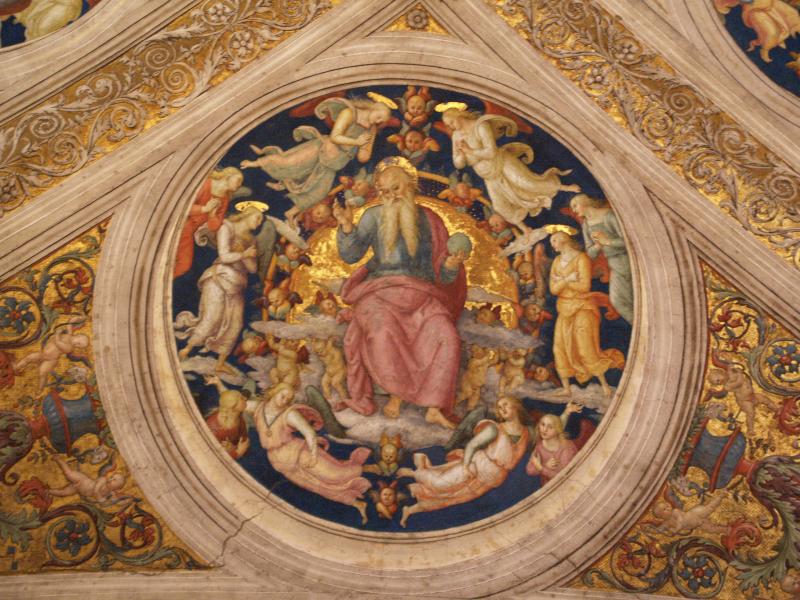 Vatican City: Vatican Museum: ceiling medallion (1514-1517) (Stanza dell'Incendio di Borgo, Room of the Borgo Fire)