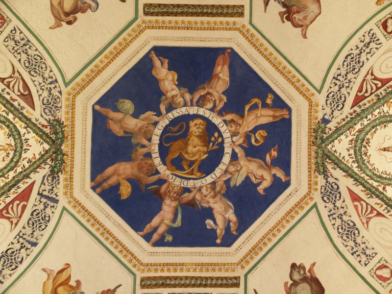 Vatican City: Vatican Museum: ceiling decoration (Sistine Hall)