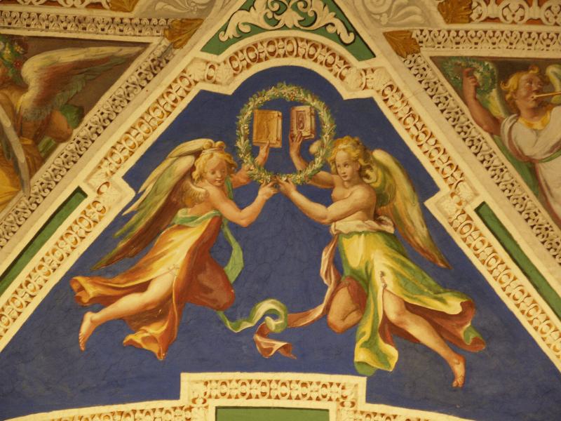 Vatican City: Vatican Museum: ceiling decoration (Sistine Hall)