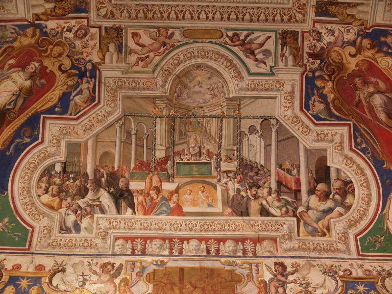 Vatican City: Vatican Museum: ceiling decoration (Sistine Hall)