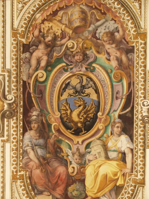 Vatican City: Vatican Museum: ceiling decoration (near Sistine Hall)