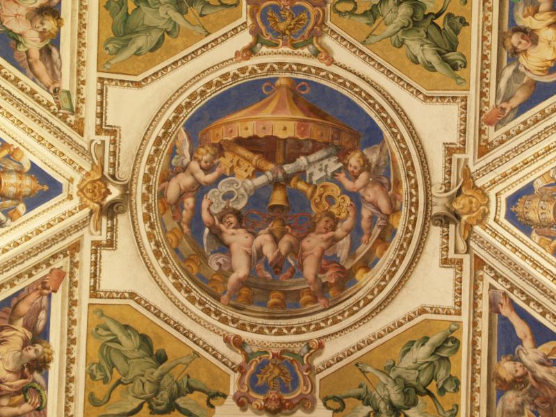 Vatican City: Vatican Museum: ceiling decoration (near Sistine Hall)