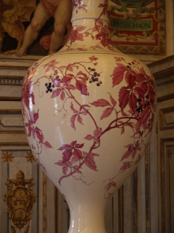 Vatican City: Vatican Museum: vase with red vine (signed Belet)